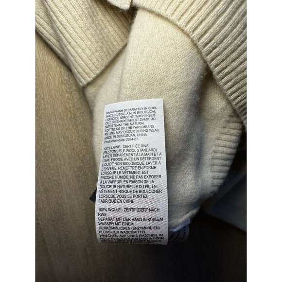 WHISTLES Ivory Wool Cropped Cardigan Size Medium Tortoise Buttons Timeless - Picture 8 of 9